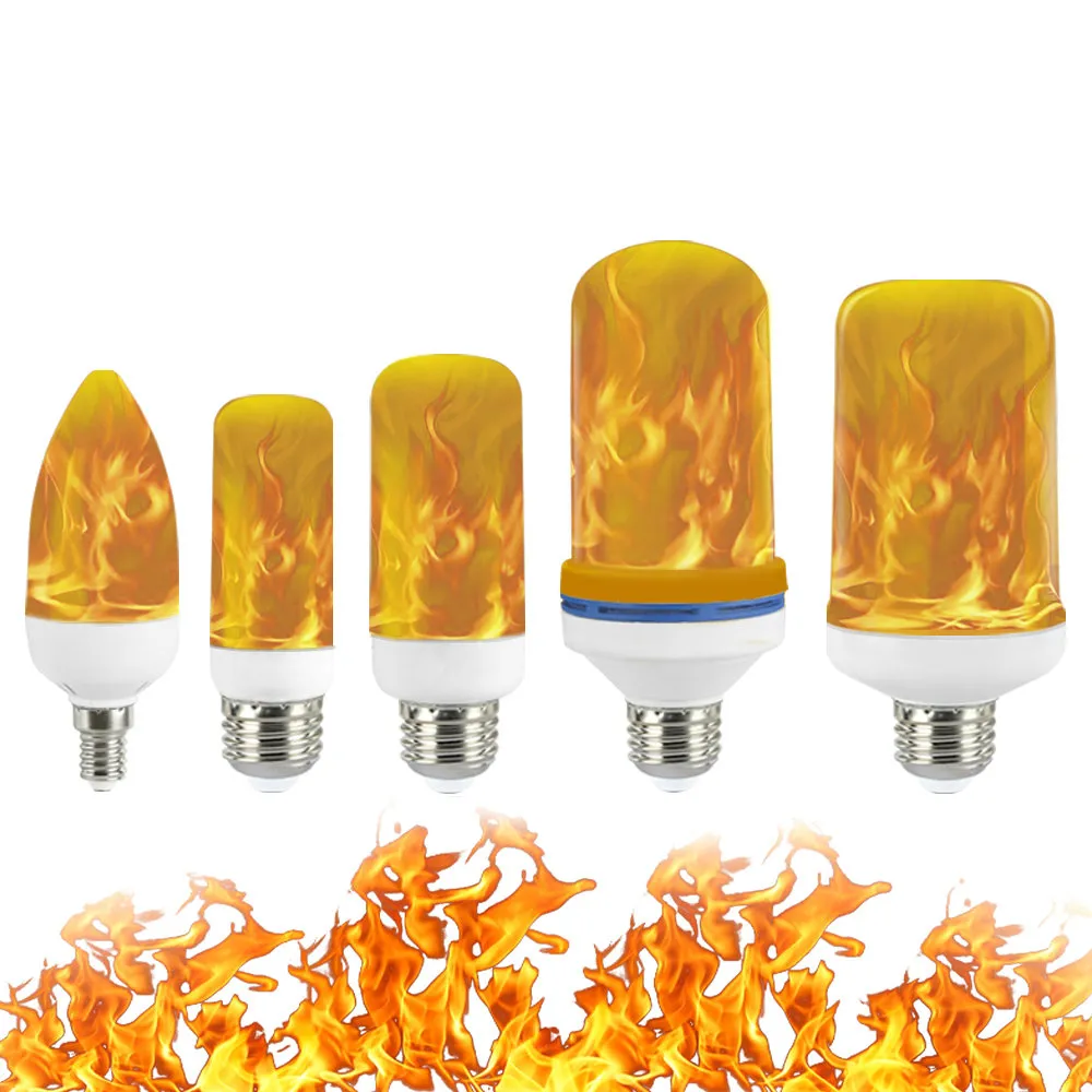 Full Model E27 E26 E14 E12 Api Bulb 85-265V LED Efek Api Api Lampu Berkedip Emulasi Dekorasi Lampu LED