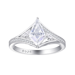 Custom Factory Supplier Bulk Fine Jewelry Trendy Rhodium Plated S925 <b>Silver</b> Cubic Zircon Wedding Engagement <b>Ring</b> Anniversary - Product Image 1