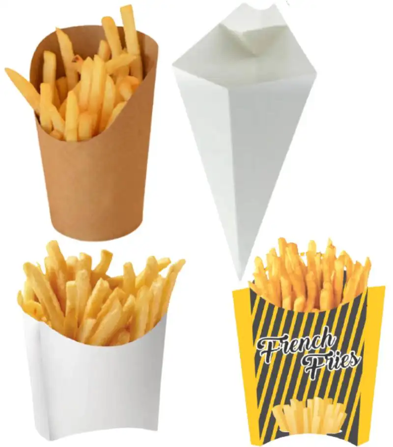 Retire papel kraft batatas fritas copo fast food frango frito batatas fritas caixa de embalagem