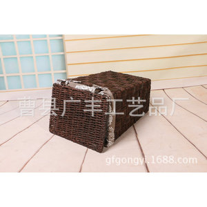 Cesto de lavandería rectangular de mimbre marrón con tapa para lavandería, tipo vertical GF 10 - Product Image 3