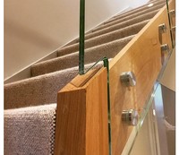 Toption Garde-corps moderne en verre brossé sans cadre avec support de fixation pour extérieur, salle de bain, villa, hôpital, escalier