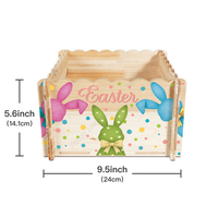 Panier de Pâques en bois personnalisé avec motif de bénédictions religieuses, panier de rangement chrétien, boîte en bois rustique