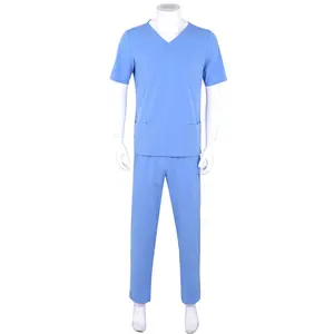 Logo personnalisé élastique femmes uniformes hospitaliers gommages ensembles hommes femmes blouses de laboratoire médical infirmière gommages ensembles top pantalons
