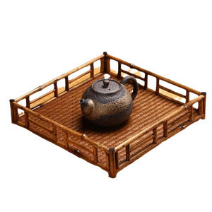 Bamboo Tea Storage Tray Rectangle Multifunctional Tabletop Organizer For Neatening And Storage With Bamboo Weaving Craftsmanship - Product Image 5
