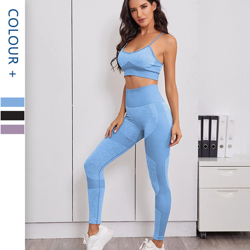 2PCS Yoga Set Sling Cross Yoga Underwear Bra Top Running Gym Leggings Sport Suit
