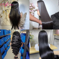 Rambut Asli 12A Panjang 30 Inci Wig Rambut Manusia 100%, Wig Depan dengan Lace Swiss, Wig Frontal Lace Deep Wave untuk Wanita Kulit Hitam
