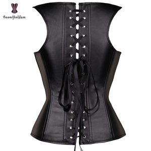 Punk abbigliamento fibbie e cerniera Sexy in <span class=keywords><strong>pelle</strong></span> Lingerie corsetto Bustier tracolla corsetti donna Gorset con <span class=keywords><strong>perizoma</strong></span> - Product Image 2