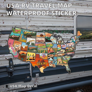 Autocollant de carte des États-Unis pour camping-car AsodSway RV Travel, à usage unique, accessoires pour porte de camping-car - Product Image 2