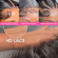 Peluca de Cabello Humano Ondulado 200% Densidad 13x6 HD con Encaje Frontal Fino Sin Pegamento de 26 Pulgadas Rubio Ceniza para Mujeres Morenas