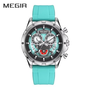 Nuevo Reloj MEGIR 2248 para Hombre, Correa de Silicona Deportiva, Reloj de Cuarzo Masculino con Manecillas Luminosas Resistentes al Agua, Cronógrafo y Calendario - Product Image 1