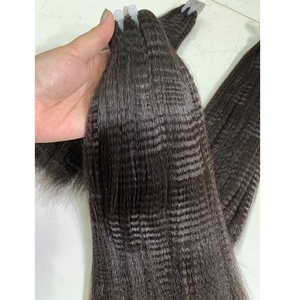 Cheveux humains vietnamiens en gros, mèches lisses crépues avec fermeture, longueur personnalisée, texture naturelle douce, cheveux pour femmes noires - Product Image 1