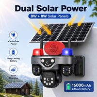 Caméra solaire extérieure Wistino 4G avec carte SIM, trois objectifs PTZ, rotation panoramique/inclinaison/zoom à 360 degrés, étanche IP66, 12MP HD, alimentée par énergie solaire, pour ferme, AOV