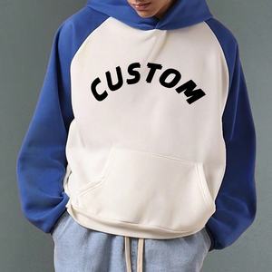 Surdimensionné Hommes Blanc Bleu Corps Contraste Pull Hiver Mode Chaud Sweat Logo Personnalisé Tenues Boxy Coton Personnalisé Hoodies - Product Image 1