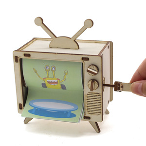 Wooden Hand Crank Animation Machine <b>Diy</b> <b>Kit</b> Science Education Toy For Kids Age 4 6 Years Manual Operation No Battery - Product Image 3