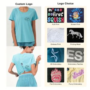 เสื้อยืดคอกลมแขนสั้นสำหรับผู้หญิงเสื้อคอตตอนสีพื้นสำหรับผู้หญิงเสื้อคอกลมออกแบบได้เองสำหรับฤดูร้อน - Product Image 3