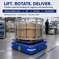 Robot AGV de levage à profil bas de 600 kg avec plateau tournant, navigation laser SLAM, précision de positionnement de 10 mm pour entrepôt et palettes