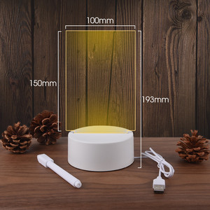 3D Luminous Circular Acrylic Wood Base LED Night <b>Light</b> RGB Lighting Remote Touch Control Modern Design for Bedroom <b>Small</b> Holiday - Product Image 2
