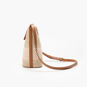 Sac bandoulière en paille tressée, sac seau messager avec sangle réglable, idéal pour l'été, les voyages et le quotidien des femmes - Product Image 2