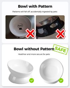Elevated Ceramic <b>Cat</b> Food Bowl Tilted Raised Water Dish for Spine Protection and Anti Vomiting - Product Image 4