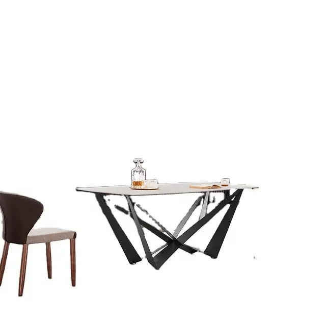 أعلى أزياء مجموعة قاعدة من الاستانلس ستيل 8 مقاعد الحديثة خشبي كبير الموقت الفاخرة منضدة طعام حديثة و كرسي