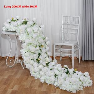 Tavolo da pranzo a parete di Rose con decorazione per matrimonio all'aperto a fila lunga nuova <span class=keywords><strong>sala</strong></span> espositiva per fiori artificiale - Product Image 5