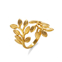 Cincin Daun Baja Tahan Karat Gaya Eropa dan Amerika, Cincin Daun Hip Hop Personal Wanita, Ukuran Dapat Disesuaikan