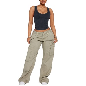2025 nouveau printemps été femmes Cargo pantalon avec poches droite ample taille moyenne dames pantalon pantalon fournisseur de BD - Product Image 1