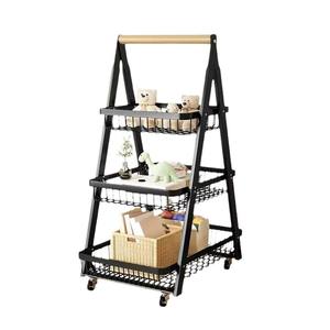 बड़े बहु-परत त्रिभुज मोबाइल भंडारण कार्ट स्थिर कार्बन स्टील फ्रेम रसोई सब्जी आयोजक कार्ट सार्वभौमिक पहियों के साथ - Product Image 6