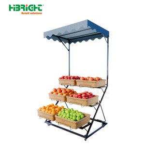 Étagère de présentation de fruits et légumes pliable multi-niveaux gain de place avec roulettes - Product Image 4