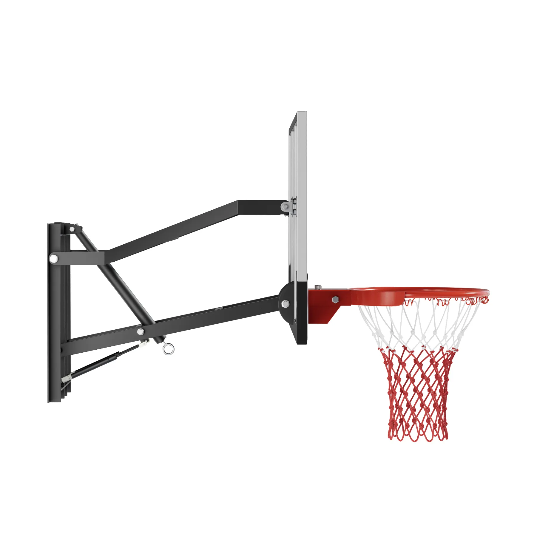 Soporte de baloncesto de elevación con manivela, montaje en pared, altura ajustable y aro de baloncesto fijo con diseño QuickPlay