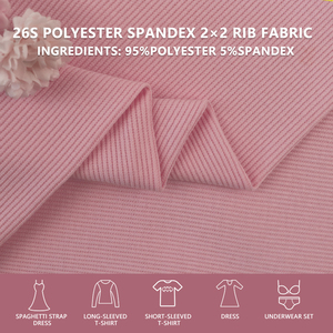 26S Polyester Spandex 2x2 <b>Rib</b> Knit Fabric, 230GSM, 135cm Width, for T-shirts, Tank Tops and Sleeveless Garments - Product Image 3