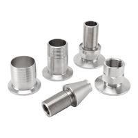Adaptador/Acoplamiento de Acero Inoxidable Sanitario CNJS 304 316L de Baja Presión con Abrazadera Triple, Rosca Macho NPT BSP, Estándar ISO