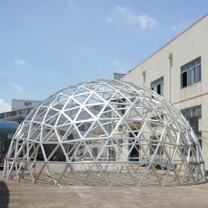 Goedkope 15M Geodetische Koepel Glas Dome Tent Voor Kas En Magazijn Met Aluminium Frame En Gehard Glas