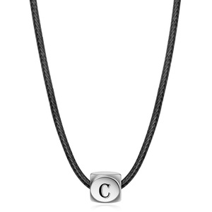 Collar de Acero de Titanio Personalizado con Dije de Letra de 12mm con Diseño de Cubo de Rubik para Mujer, Regalo - Product Image 4