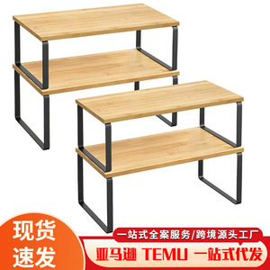 Wooden Multi Layer Storage Rack Stackable Kitchen Spice Organizer <b>Desktop</b> <b>Shelf</b> For Cooking Supplies - Product Image 3
