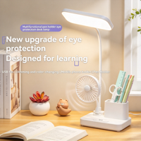 Lampe de bureau LED réglable en plastique avec support pour batterie externe et stylo, idéale pour la lecture dans la chambre ou le bureau d'étudiant en dortoir