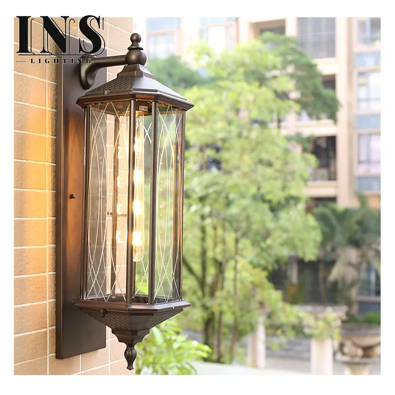 Retro Vintage Waterproof Exterior Brass Wall Sconce Light Modern Antique Lamp Outdoor Garden Wall Lights