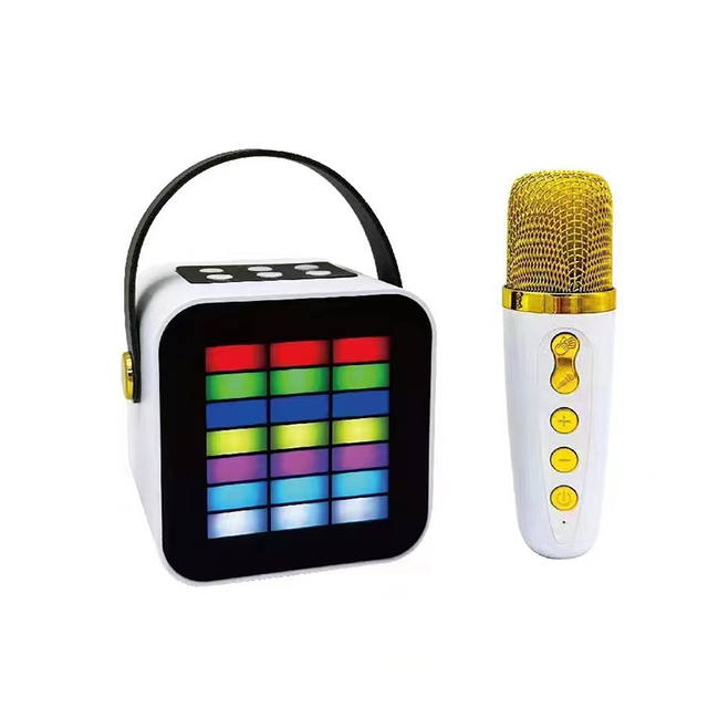 Mini Karaoke Machine With Wireless Single Microphone Wireless Tutor Speaker With RGB LED Lights Outdoor Portable Radio Speaker