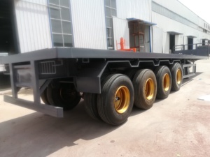 <span class=keywords><strong>Remolque</strong></span> de Carga de Plataforma Plana de 4 Ejes, Nuevo y Usado, para Contenedores de 20 y 40 Pies, con Panel Protector Frontal y Cabecera - Product Image 4