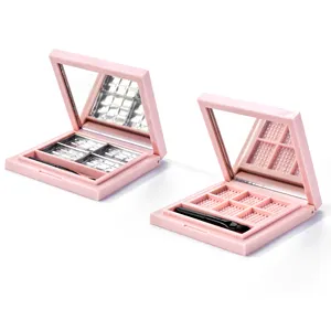 K-Caixas de sombra rosa vazias 4 cores 6 panelas paletas de sombra para olhos com glitter embalagem paletes de plástico para embalagem de maquiagem