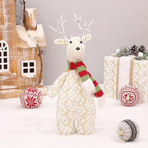 Adorno Navideño de Tela Bordada con Copos de Nieve, Reno y Oso, Muñeco Decorativo para la Sala de Estar - Product Image 4