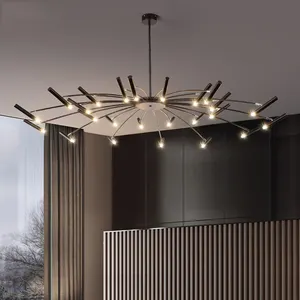 โคมไฟระย้าสีดำสไตล์นอร์ดิกสำหรับออกแบบโรงแรม,โคมไฟระย้า Led ทรงป๊อปทันสมัยสำหรับห้องทานอาหารปี2022