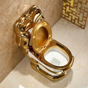 Galvani sierte Badezimmer Sanitär keramik goldene Farbe Toiletten schüssel Luxus zweiteilige Gold WC WC-Set für Hotel