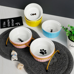 Bol double pour chat et chien avec support, abreuvoir surélevé pour chats et chiens de petite à moyenne taille, design arrondi M01 - Product Image 1