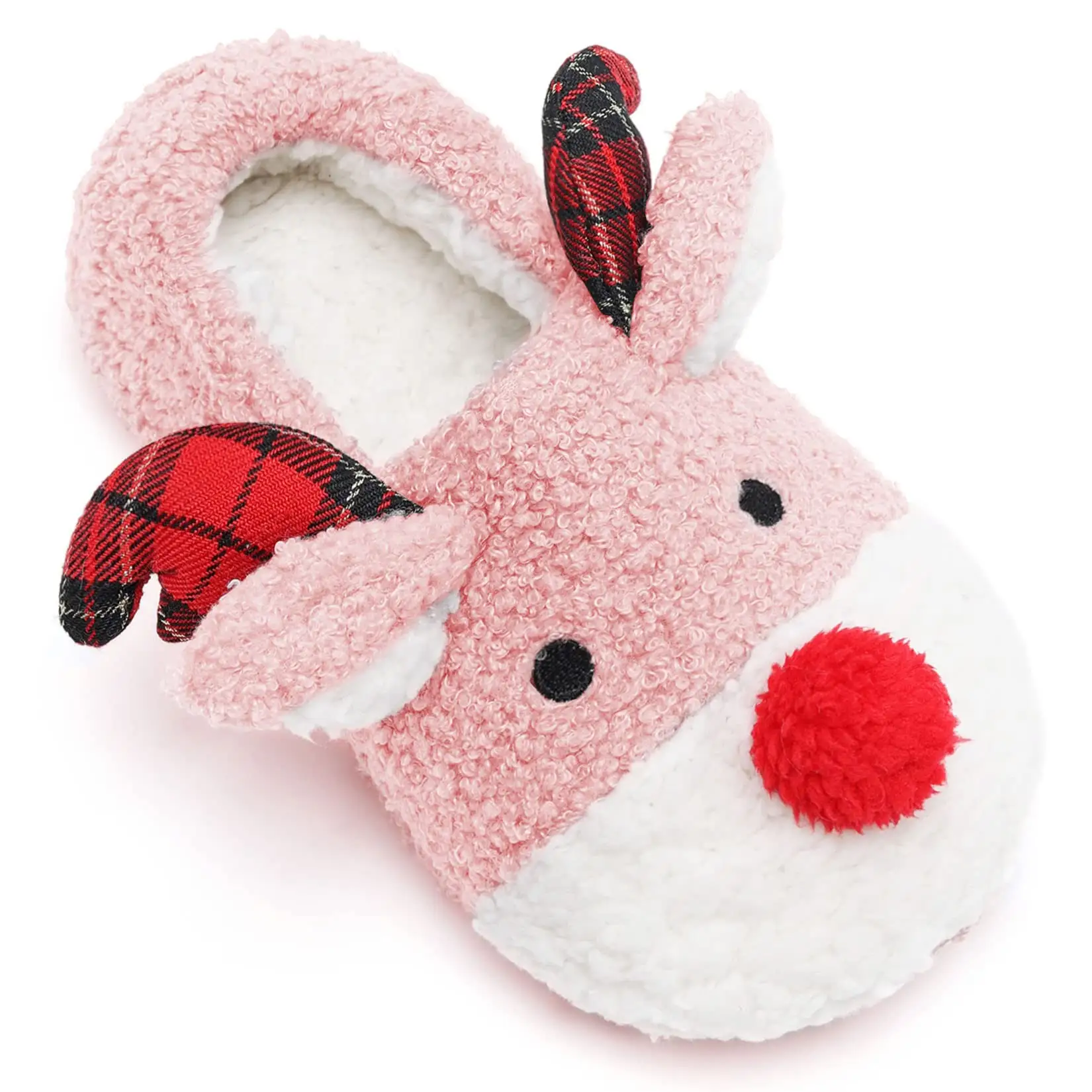 Nicecin OEM Flat Winter Wholesale Women Cute Animals Fuzzy Slides Warm Christmas slippers Sublimation House Slipper