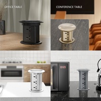 Enchufe de Torre Automático Retráctil con Adaptador Universal para EE. UU., Reino Unido y Australia, Carga Inalámbrica USB Tipo-C, Enchufe Oculto