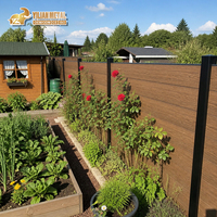 Hout-kunststof composiet privacy scherm paneel buiten tuin hotel project constructie scherm UV-bestendig aluminium paal OEM