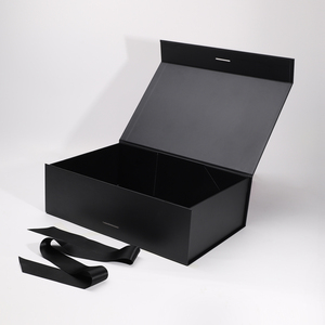 Custom Logo wholesale Luxury foldable Magnet clothing packaging boxes with Ribbon Closure Black Magnetic Gift Box