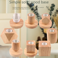 Lampe de table en bois massif LED, hêtre, support E27, alimentation AC, lumière blanc chaud, CRI 90, support de lampe de nuit avec base de prise, garantie de 2 ans