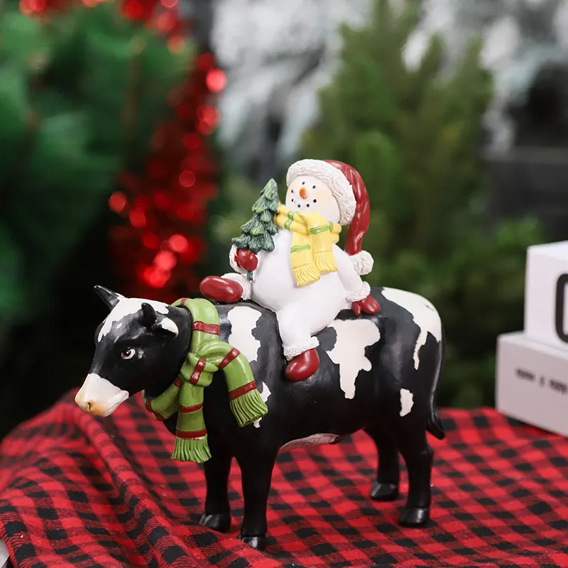 Redeco 2023 Personalization Cow Sculpture Christmas Decorations Ornament Resin Crafts For Gifts Home Decorations